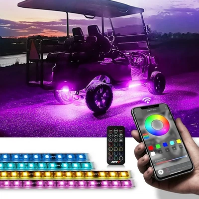 OPT7 Golf Cart LED Neon Light Under Glow Strip Bluetooth for Caddy Club Car EZGO - Image 1 of 4