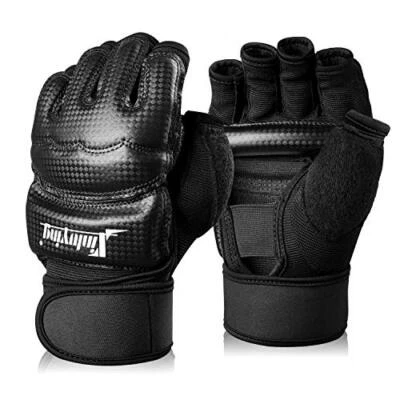 Muñequeras de cuero PU guantes para saco de boxeo boxeo agarre entrenamiento, S Foto 1 de 4