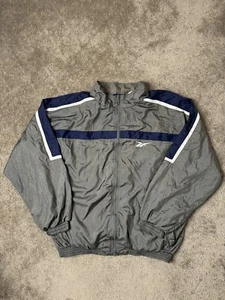 Vintage Herren Zip Sweatshirt grau und blau Reebok 90s Y2K Trainingsjacke Gr. XL - Bild 1 von 7