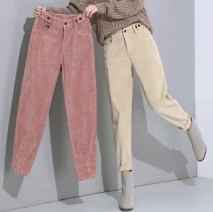 Women's Corduroy Pants Slacks Retro Style, Loose Relaxed Fit Pants - Picture 1 of 13
