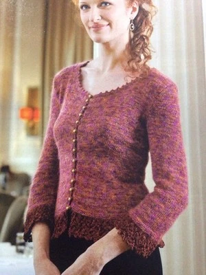Ladies Mohair And Ribbon Yarn Cardigan DK KNITTING PATTERN - Sizes XS-XXL - Image 1 of 3