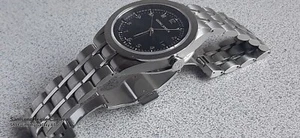 VINTAGE SS GEORG JENSEN MODEL 388 "VICE"  BLK DIAL QUARTZ DATE WATCH~KEEPS TIME  - Picture 1 of 13