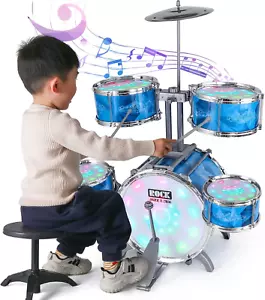 Kids Drum Set for Toddlers with 5 Jazz Drum Kit & Lights (Vibrating-Controlle... - Picture 1 of 12