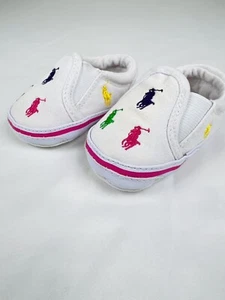 Ralph Lauren Baby Boy Or Girl Toddler Shoes Size 1 Fabric Pony Logo - Picture 1 of 11