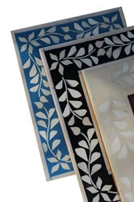 Paquete de marco de fotos con incrustación de hueso NEGRO, juego de 2, 4x6 pulgadas, 5x7 pulgadas Foto 1 de 4