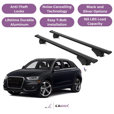 Barras transversales de techo ERKUL para Audi Q3 2015-2018 con rieles empotrados - negras Foto 1 de 4