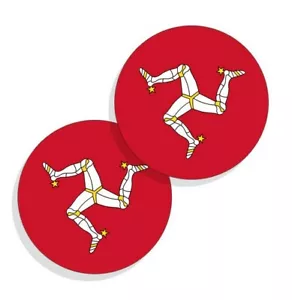 Calcomanías de vinilo redondas interiores exteriores y pegatinas de bandera de la Isla de Man paquete de 4 - Imagen 1 de 4