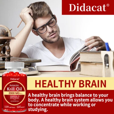 Antarctic Krill Oil 2000mg Softgels Memory Promote Brain Health Protect Eyes - Image 1 of 4