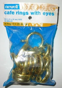 14 NUEVOS anillos de cortina de café de 1"" plástico en tono dorado para caña de 5/8"" o menos - Imagen 1 de 3
