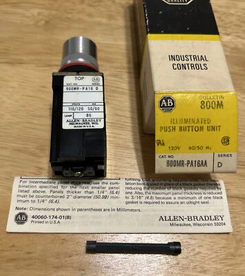 NUEVO EN CAJA PULSADOR ÁMBAR ILUMINADO ALLEN-BRADLEY 800MR-PA16AA SERIE D Foto 1 de 4