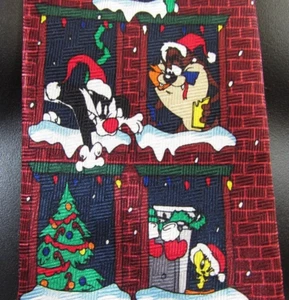 Looney Tunes Herren Neuheit Krawatte 100 % Seide Weihnachten Käfer Tweety Sylvester Taz - Bild 1 von 9
