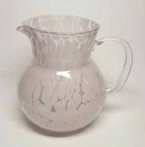 Pale Pink & Clear Confetti Speckled Art Glass Beverage Pitcher - Picture 1 of 5