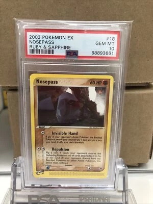 PSA 10 Nosepass Rare EX Ruby & Sapphire 2003 Pokemon Card #18 Gem Mint 41 - Image 1 of 4