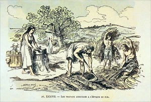 PRÉHISTOIRE (ÂGE du FER) - LES TRAVAUX AGRICOLES - Gravure 19e siècle - Picture 1 of 3