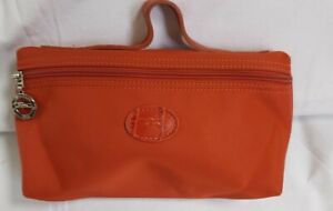 Longchamp cosmetics bag clutch purse orange  nylon 