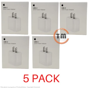 5 PACK Apple - 20W USB-C Power Adapter - Original A2305 (MHJA3AM/A)™ - Picture 1 of 9
