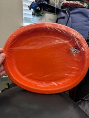 Sunkissed Orange Sturdy Style 12 Inch Oval Paper Plates 8ct. Birthday Tableware - Image 1 of 2