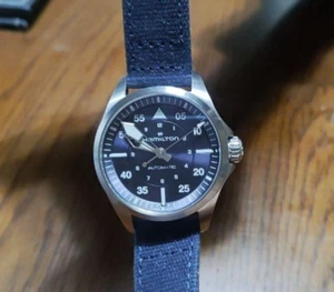 Hamilton Khaki Pilot Auto H762150 Automatic Blue Dial Mens Wristwatches from JP - Picture 1 of 10