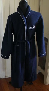 boys s 14 tie waist dressing gown BLUES  by FOOTY HEADQUARTERS navy vgc - Picture 1 of 5