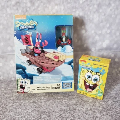 Mega Bloks Spongebob Squarepants MR. KRABS RACER CNP25 Kit & Box Of New Bandages - Image 1 of 2