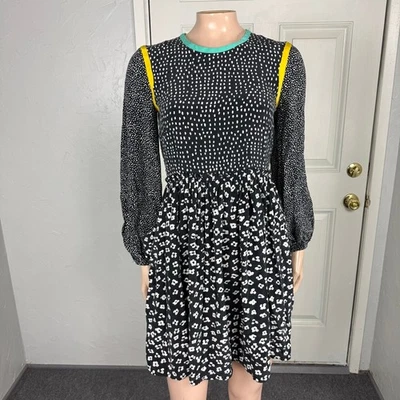 Max Mara 女式连衣裙 0 真丝圆点长袖设计师派对 L3-15 — 第 1/4 张图片