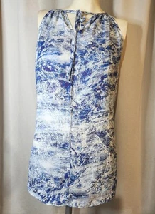 Karen Kane Damen-Tunika mit Bindekragen Neckholder Swing Oberteil blau & weiß leicht Gr. SM neu mit Etikett - Bild 1 von 10