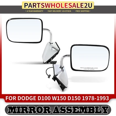 Espejo retrovisor lateral izquierdo y derecho 2 piezas con ajuste de vidrio eléctrico para Dodge D100 W150 D150 Foto 1 de 4