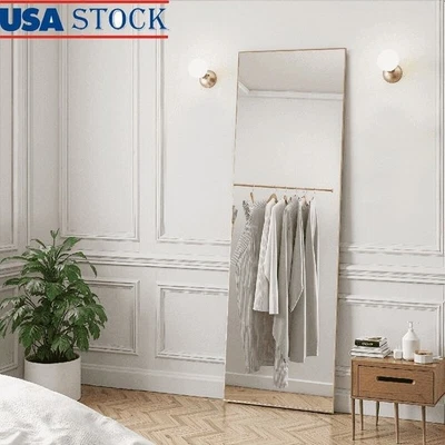 Espejo de longitud completa rectangular de pie aleación de aluminio HD reflectante ajustable EE. UU. Foto 1 de 4