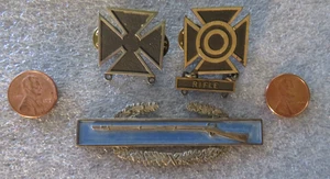 WWII Combat Sterling Silver Rifle Military Pin & iron cross sharp shooter pins - Picture 1 of 4