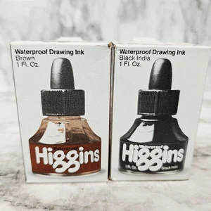 Tinta de dibujo impermeable Higgins negra India y marrón 4295 y 4415 Faber Castell EE. UU. - Imagen 1 de 10