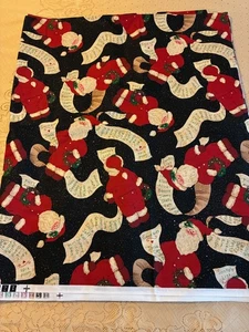 2 YARD WEIHNACHTSMANN ÜBERPRÜFT SEINE GUTEN KINDER LISTE STOFF VIELE NAMEN AUF STOFF! - Bild 1 von 2