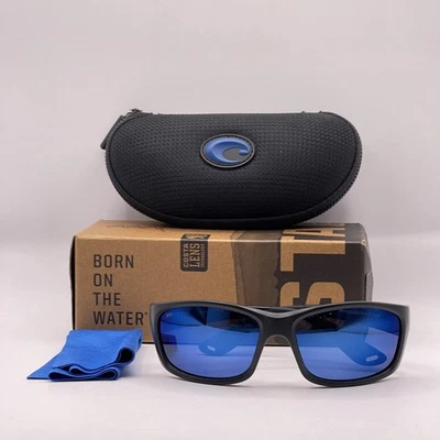 Costa Del Mar Mens Jose Wrap 580P Polarized Mirror Sunglasses Black/Blue - Image 1 of 4