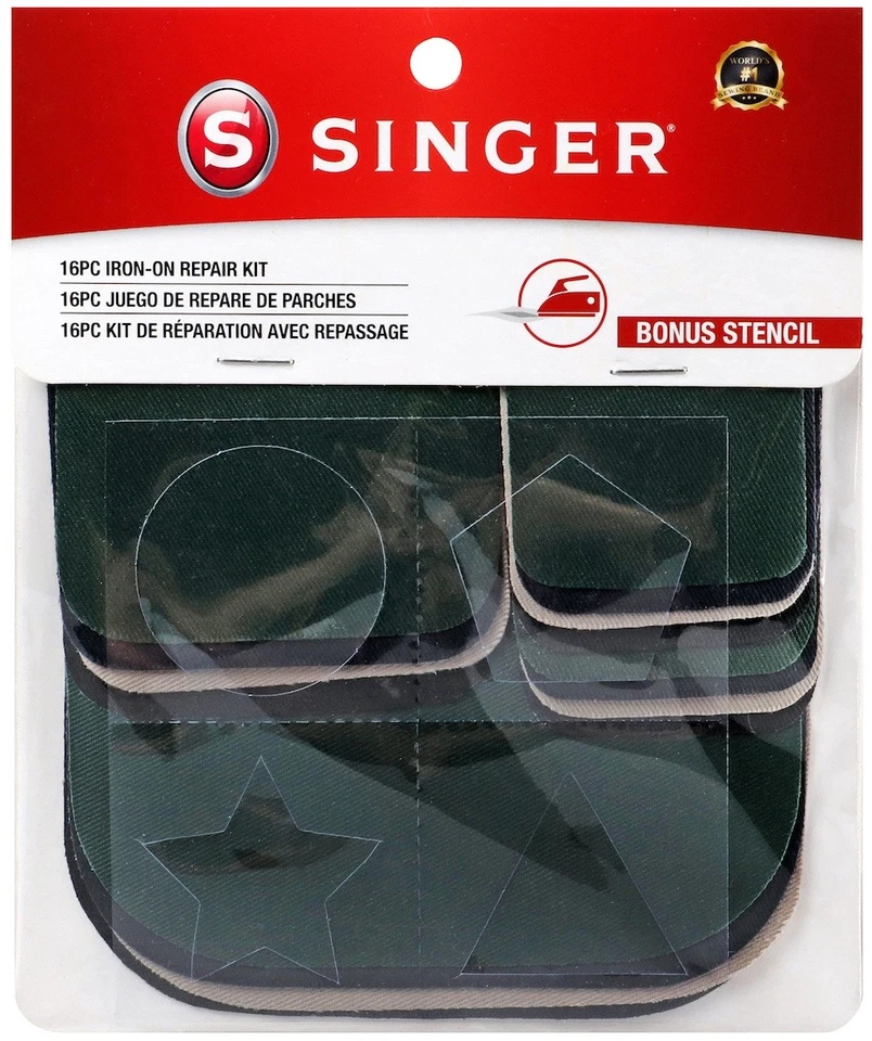 SINGER 00099K 16 Count Assorted Twill Iron on Repair Kit