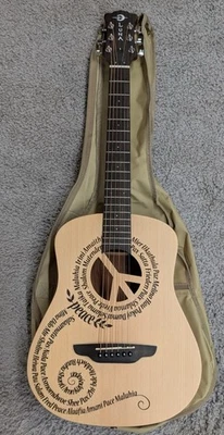 Luna Guitars Safari Peace 3/4 Size Satin FInish Travel Acoustic Guitar with Bag - Image 1 of 4