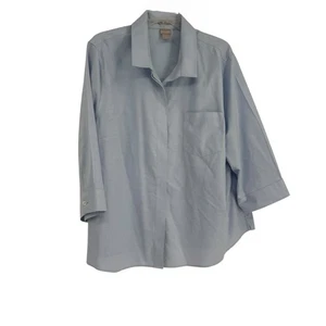 Chico's bügelfreies Baumwolltop mit Knopfleiste Größe 4 (20/22) blau Kragen - Bild 1 von 8