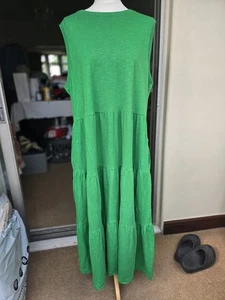 Lovely F&F Green Cotton Midi Dress UK XL 18/20 Great Condition - Picture 1 of 3