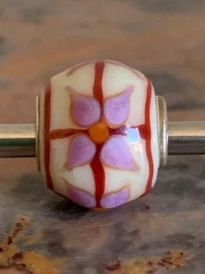 Trollbeads Event Bead Pink Flower Mini Barrel - Picture 1 of 3