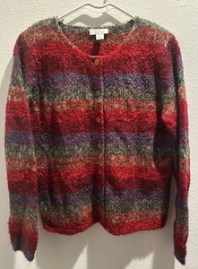 Vintage Christopher & Banks kleine gestreifte Strickjacke mit Colorblock und Mohair Cottagecore - Bild 1 von 5