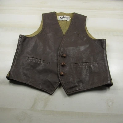 Chaleco de cuero vintage Schott Brothers para hombre grande marrón con botones ropa deportiva Foto 1 de 4