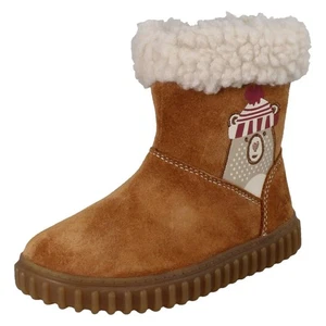 Mädchen Clarks Bär Detail Wadenhoch Fleece Kragen Suede Winterstiefel Cove Warm - Picture 1 of 10