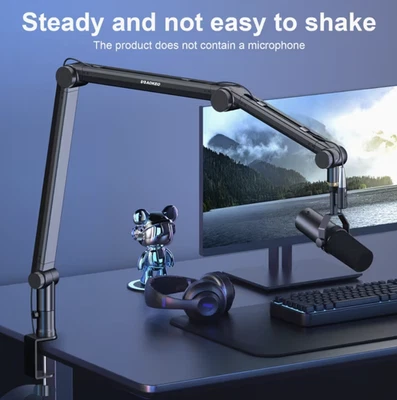 Сверхпрочный рычаг микрофона Aokeo с настольным зажимом, управление кабелями, готовность к XLR - Изображение 1 из 4