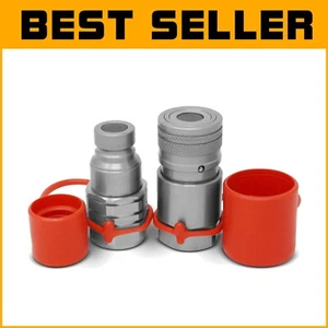 Heavy-Duty 1/2" Hydraulic Quick Disconnect Couplers with Locking Sleeve Included - Picture 1 of 11