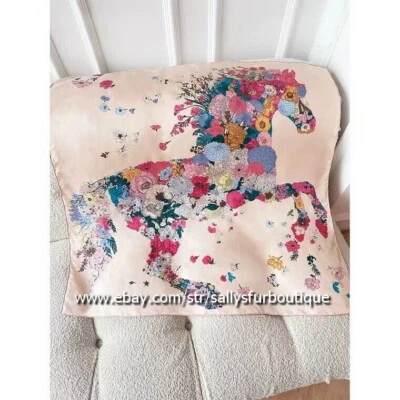 Sallys 14~18 Momme Sarga Seda Envolvente Bufanda Bandana Floral Estampado Caballo Mantón 35" Foto 1 de 4