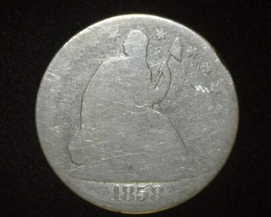 1858 TYPE 1 REVERSE SEATED LIBERTY SILVER HALF-DOLLAR ~014 - Picture 1 of 2