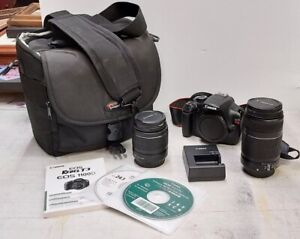 Canon EOS Rebel T3 digital camera BUNDLE 2 lens 55-250mm & 18-55mm CLEAN! Works 