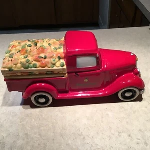 Harry And David Pear Truck Cookie Jar Red Vintage Pickup 14.5” Ceramic - Picture 1 of 14