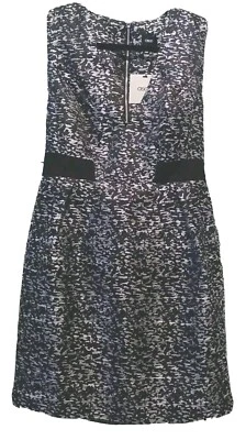 ASOS Womens M/10 Holiday Party Cut-Out Sleeveless Dress Black White Print NWT  - Image 1 of 4