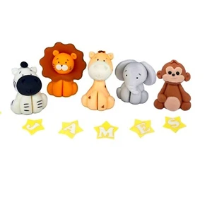 5x Personalised Animals Cake Topper Edible Glue Birthday Party Cupcake Decor - Picture 1 of 10