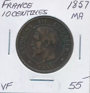 France 10 Centimes 1857 MA - VF - Picture 1 of 2