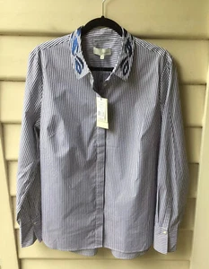SPORTSCRAFT Navy Stripe Blouse NWT $170 Signature Blue Sequin Shirt Plus Size 16 - Bild 1 von 8